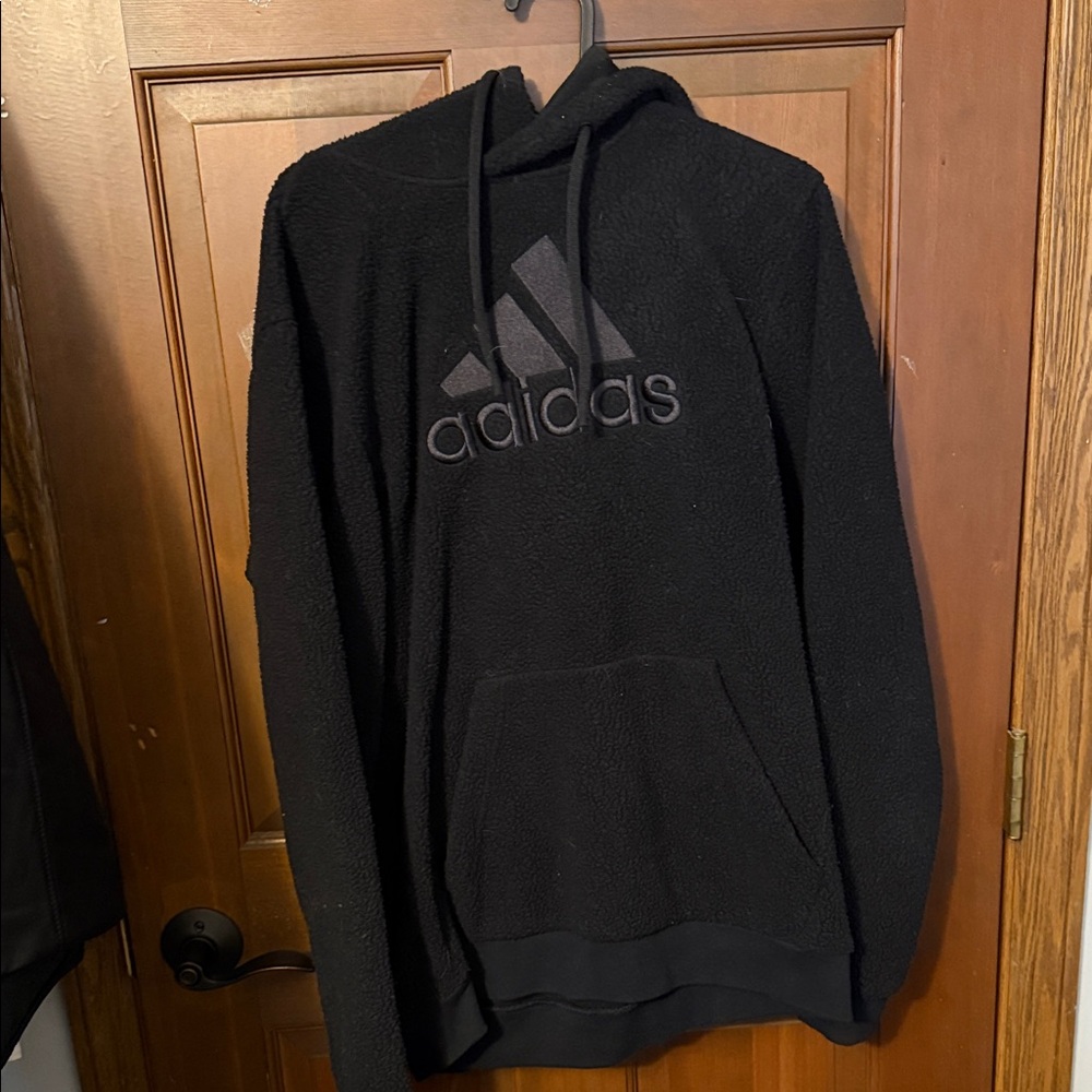adidas Men’s Black Sherpa Pullover Hoodie